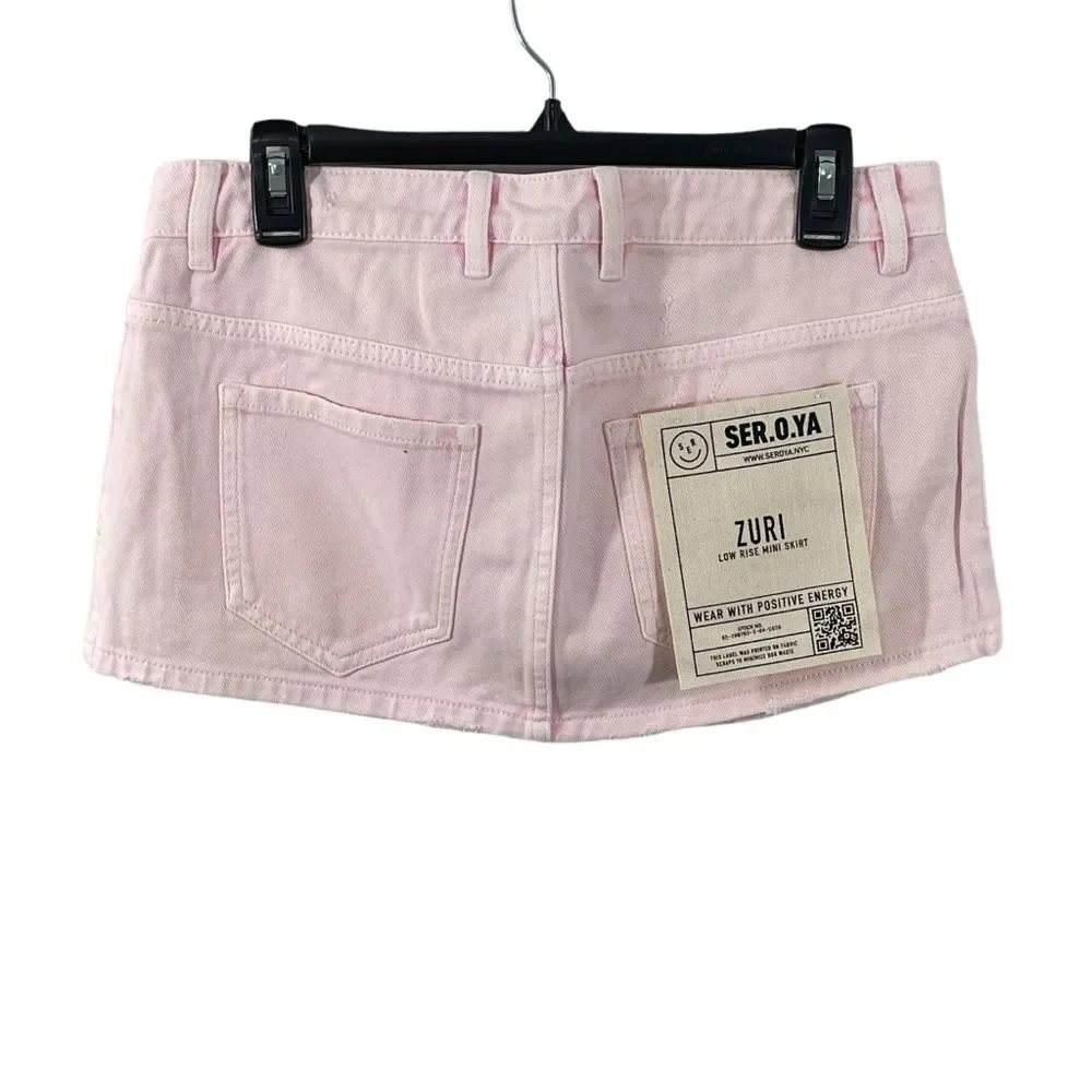 NWT SER.O.YA Zuri Denim Skirt‎ in Bleach Pink Size 26